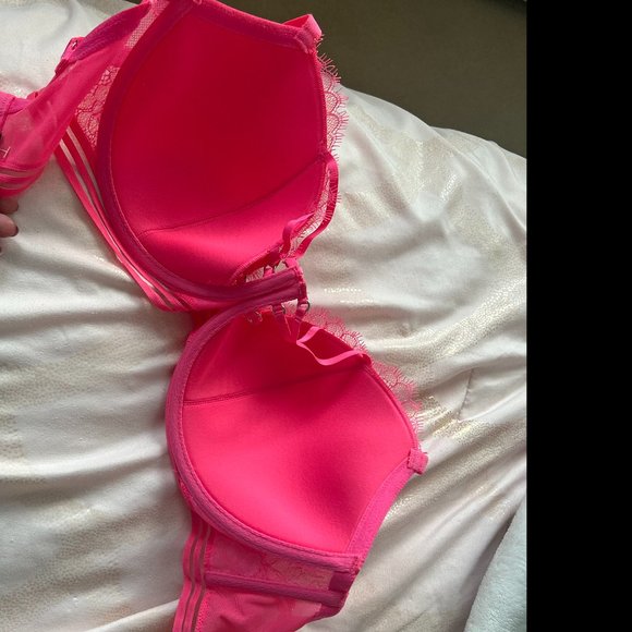 victoria secret very sexy lined balconette strap sequin pink bra size 34DDD - Picture 4 of 10